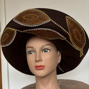 NWT Rare Embellished Beaded Handcrafted Wool Occasion Hat by KaKyco